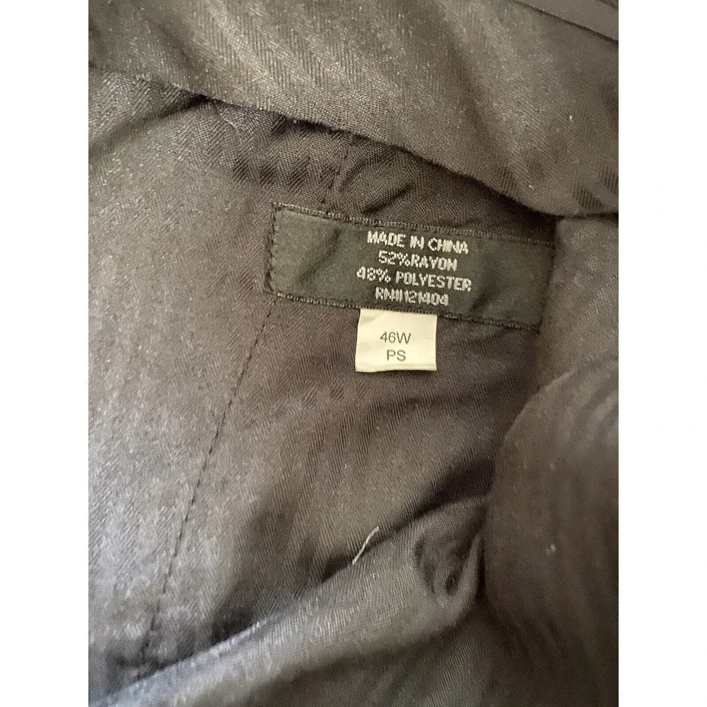 Cricketeer Suit Dark Gray Striped Wool Jacket Pants 2 Piece USA 48 R 46W /